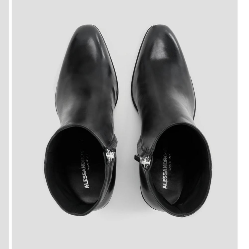 Alessandro Vasini Janis Black Leather Ankle Boots 37.5